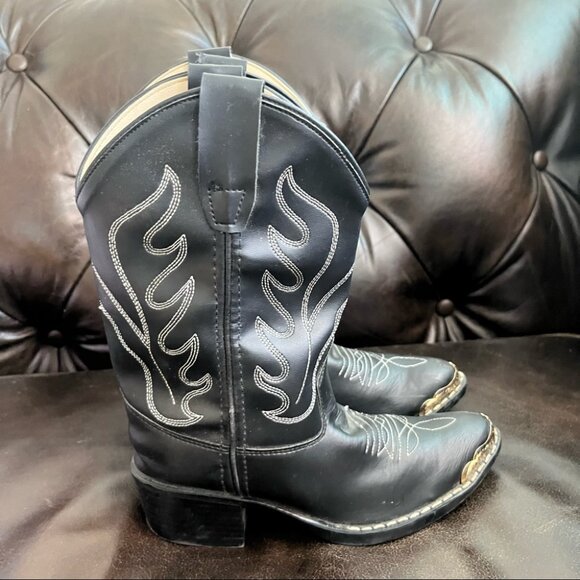 Old West Kid’s black cowboy boots size 1 - Picture 4 of 6